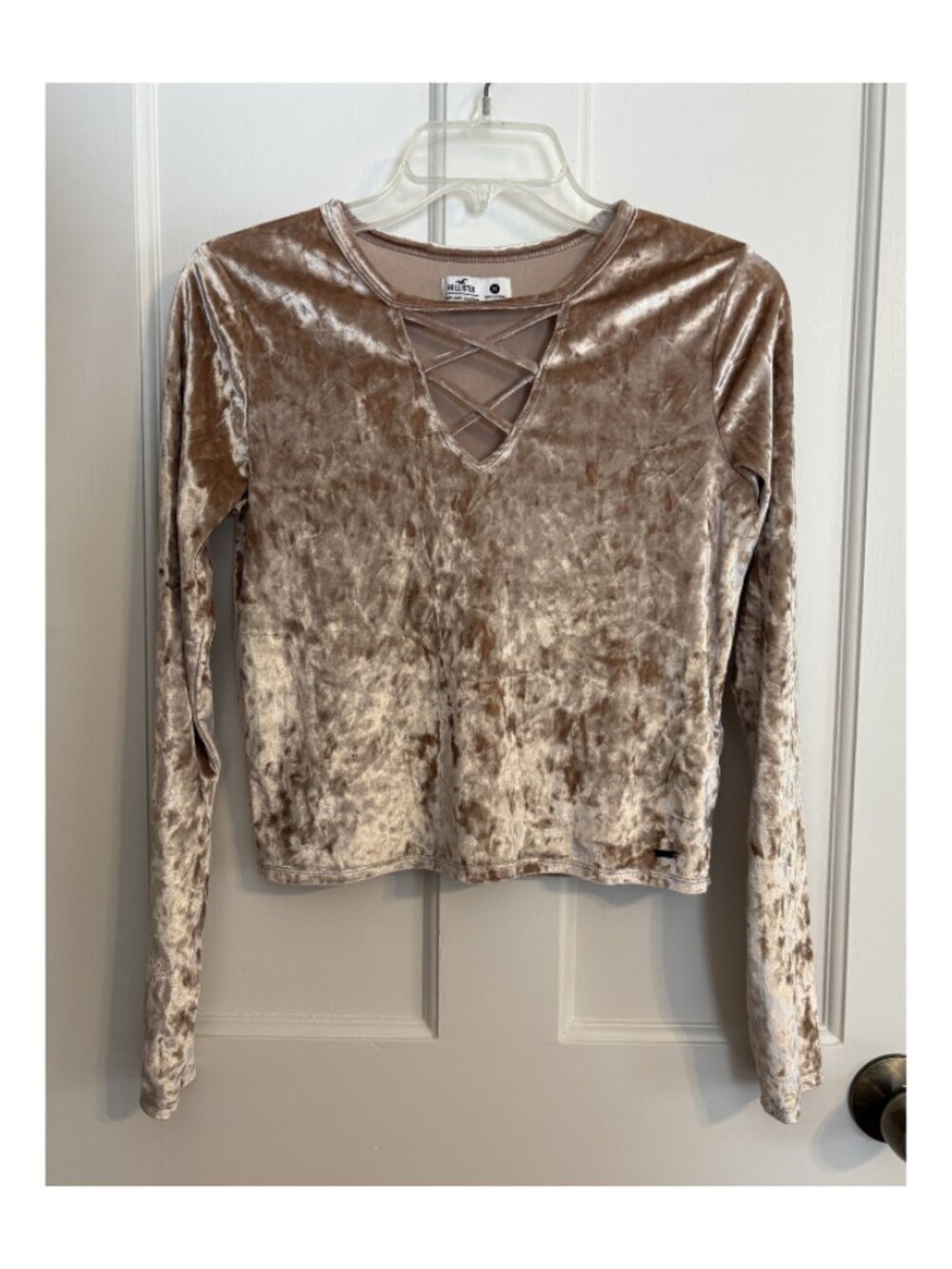 Champagne crushed velvet shirt